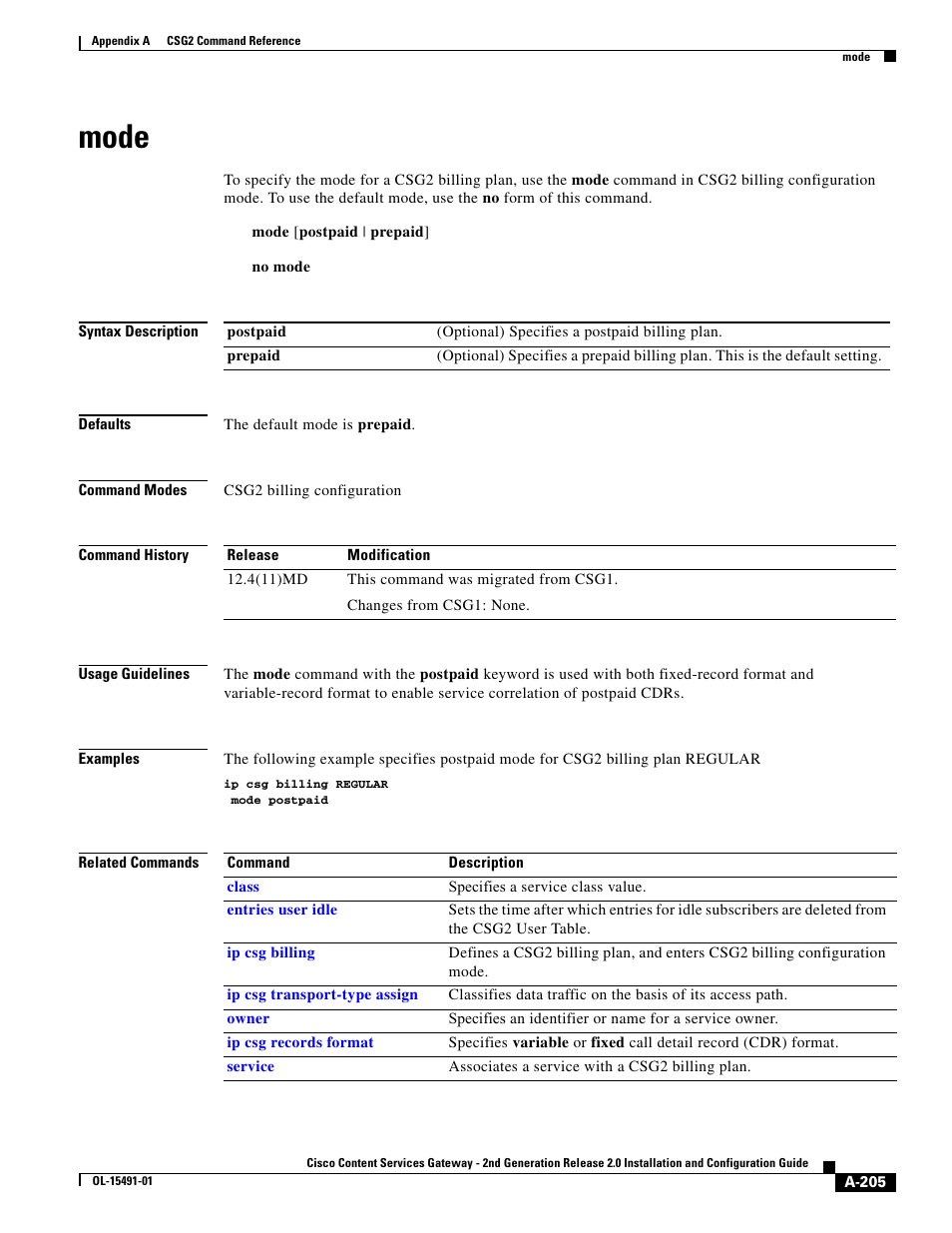 Mode | Cisco OL-15491-01 User Manual | Page 205 / 268