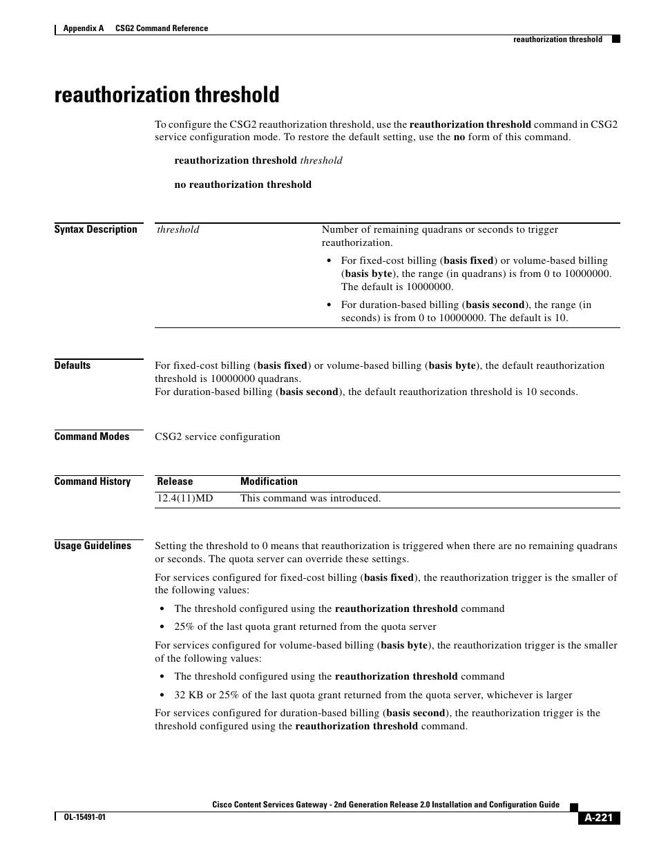 Reauthorization threshold | Cisco OL-15491-01 User Manual | Page 221 / 268