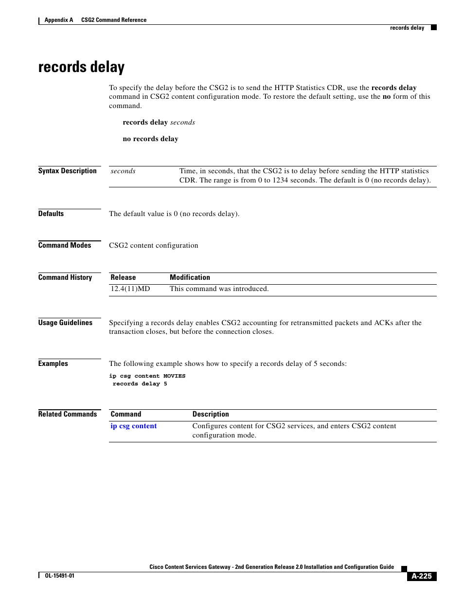 Records delay | Cisco OL-15491-01 User Manual | Page 225 / 268
