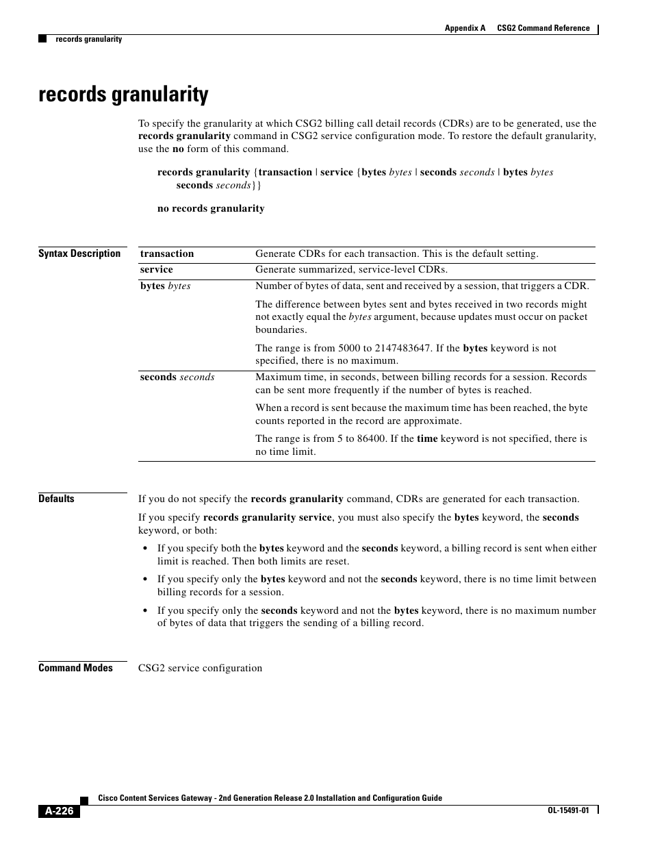 Records granularity | Cisco OL-15491-01 User Manual | Page 226 / 268