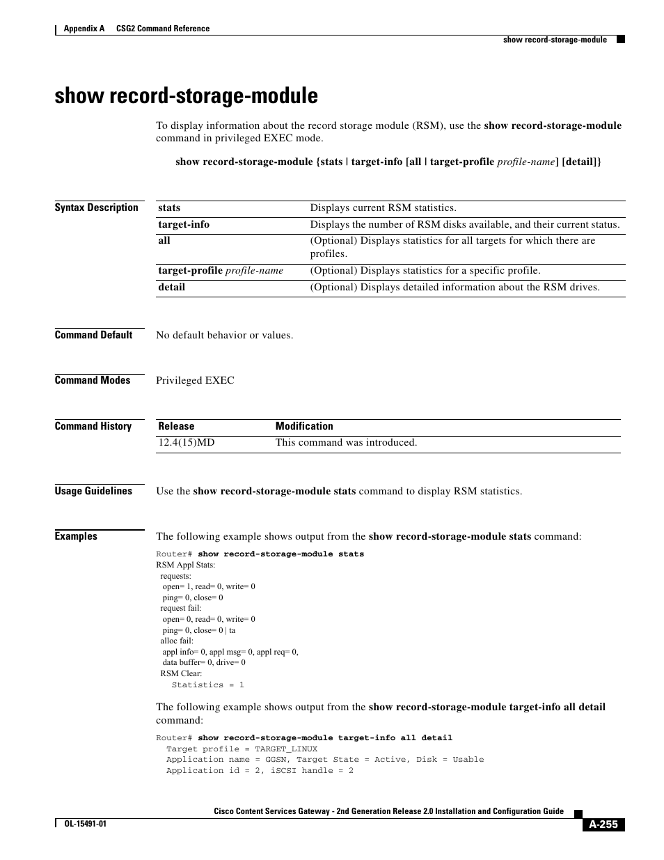 Show record-storage-module | Cisco OL-15491-01 User Manual | Page 255 / 268