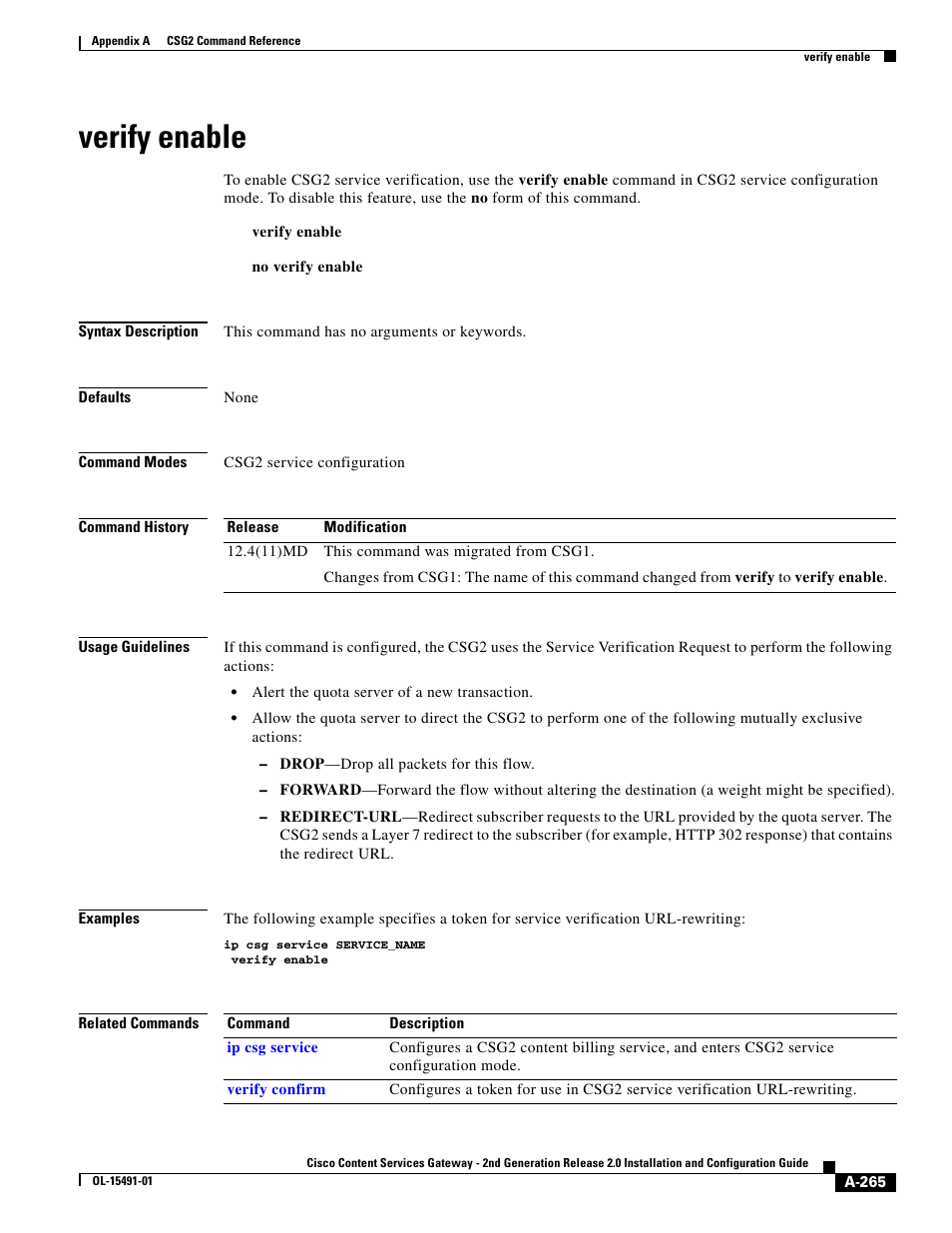 Verify enable | Cisco OL-15491-01 User Manual | Page 265 / 268