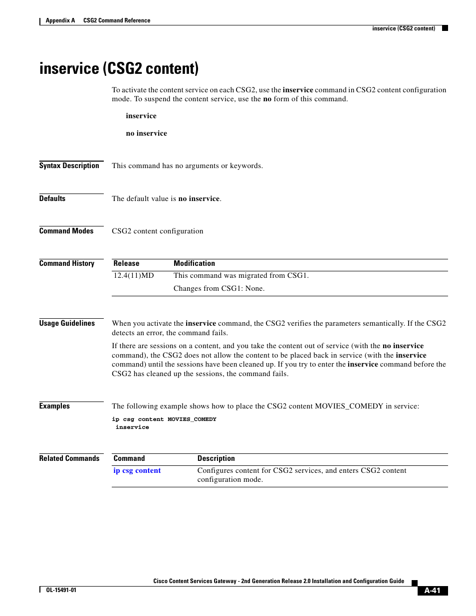 Inservice (csg2 content) | Cisco OL-15491-01 User Manual | Page 41 / 268