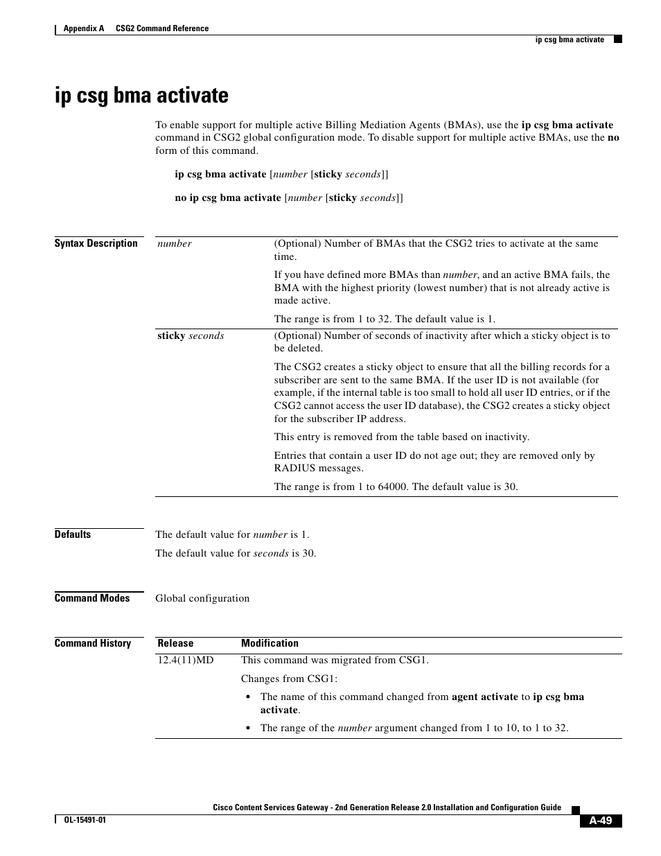 Ip csg bma activate | Cisco OL-15491-01 User Manual | Page 49 / 268