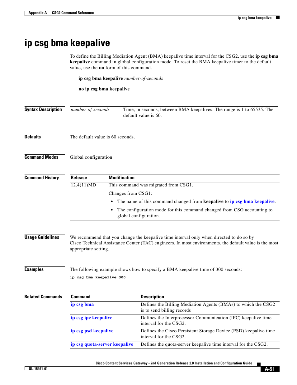 Ip csg bma keepalive | Cisco OL-15491-01 User Manual | Page 51 / 268
