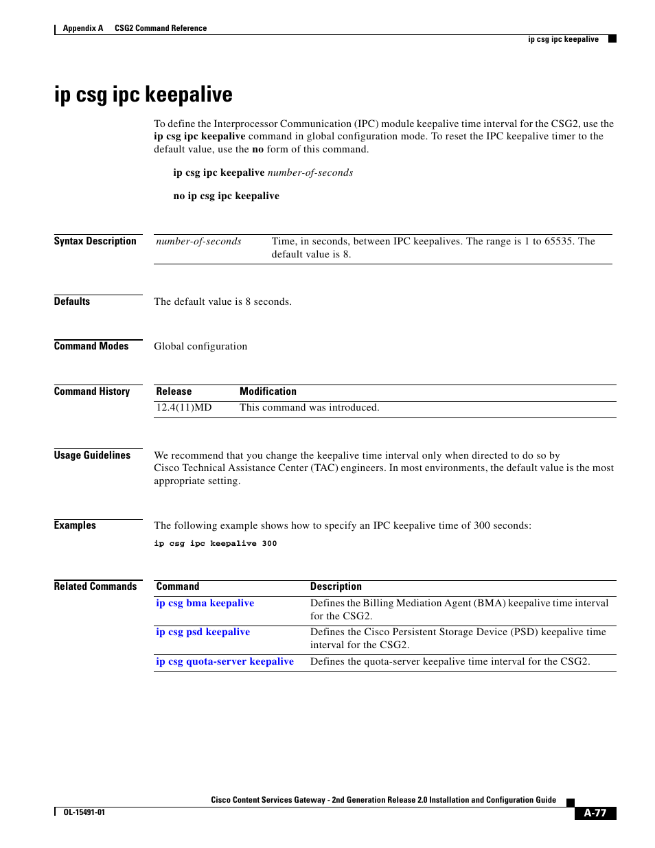 Ip csg ipc keepalive | Cisco OL-15491-01 User Manual | Page 77 / 268