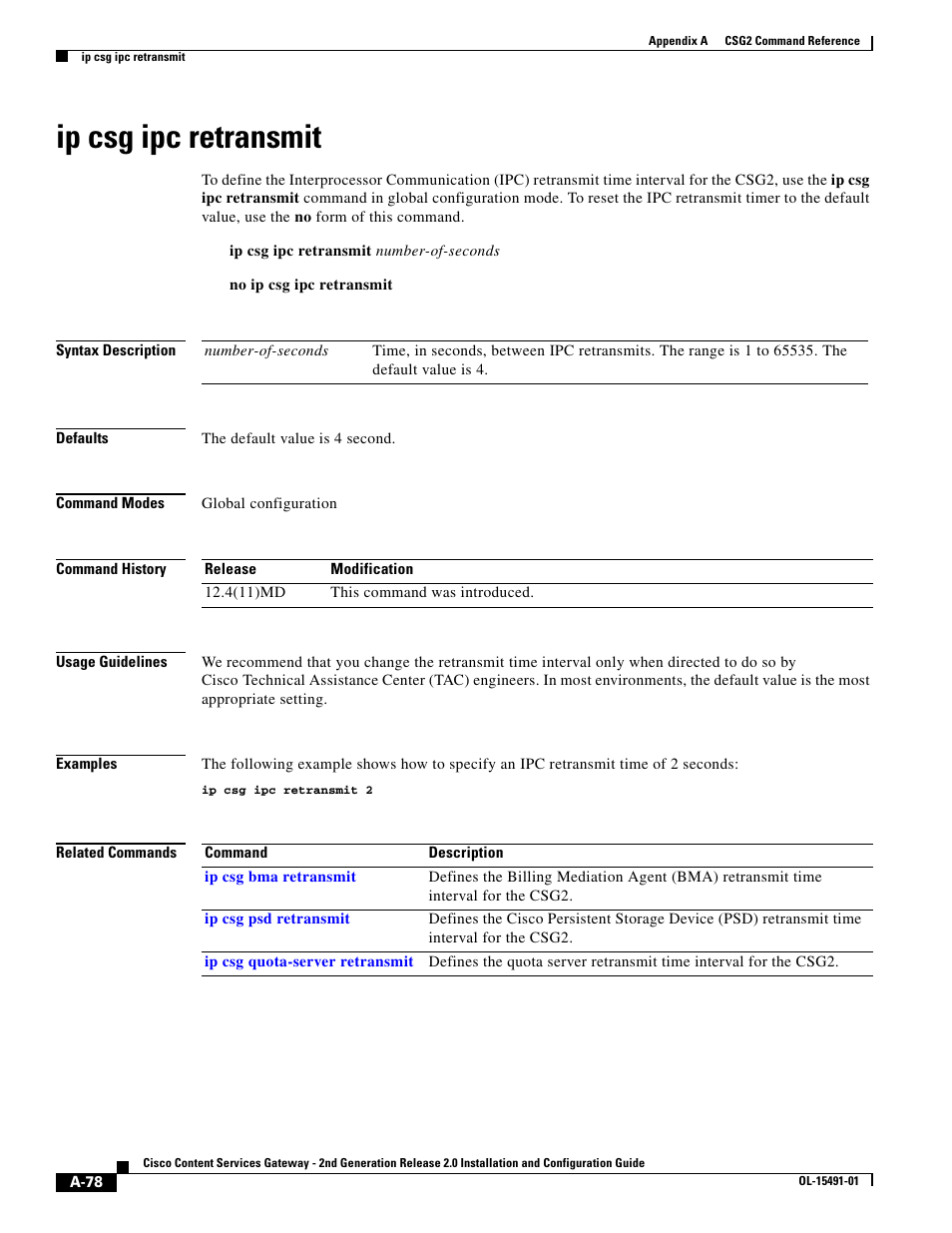 Ip csg ipc retransmit | Cisco OL-15491-01 User Manual | Page 78 / 268