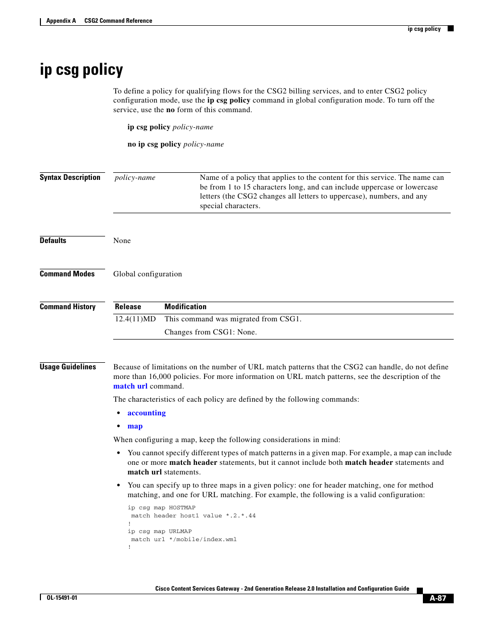 Ip csg policy | Cisco OL-15491-01 User Manual | Page 87 / 268