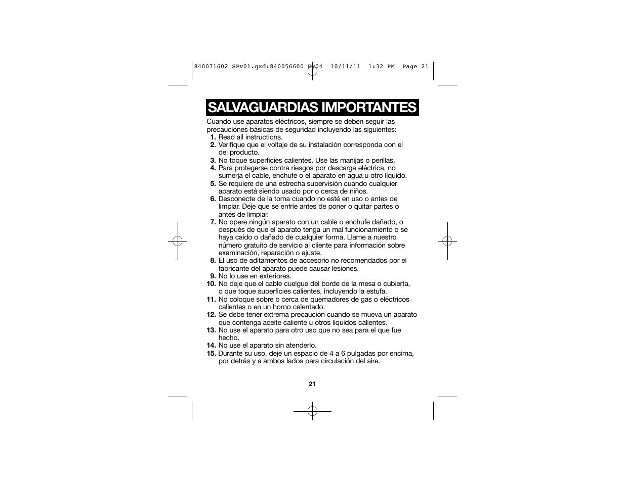 Salvaguardias importantes | Proctor-Silex Square Belgian Waffle Maker-26050Y User Manual | Page 13 / 19