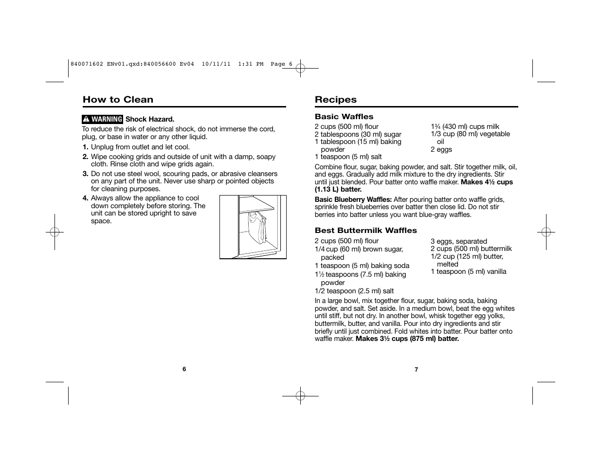 Recipes, How to clean | Proctor-Silex Square Belgian Waffle Maker-26050Y User Manual | Page 4 / 19