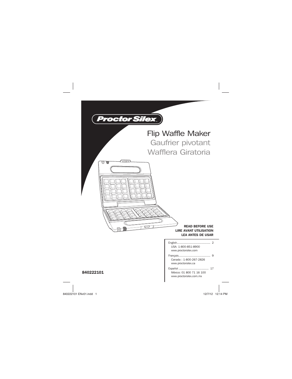 Proctor-Silex Belgian Flip Waffle Maker-26060Y User Manual | 28 pages