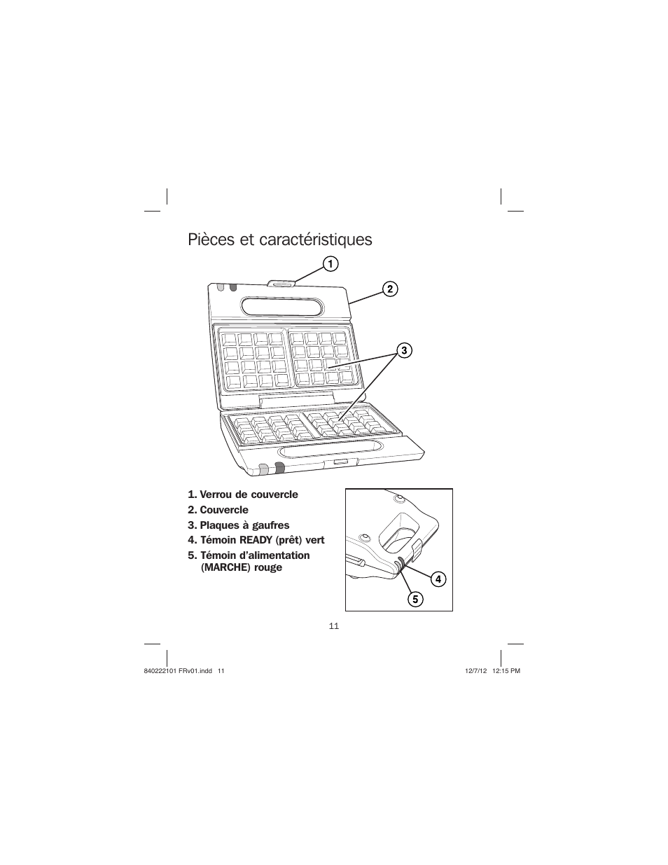 Pièces et caractéristiques | Proctor-Silex Belgian Flip Waffle Maker-26060Y User Manual | Page 11 / 28