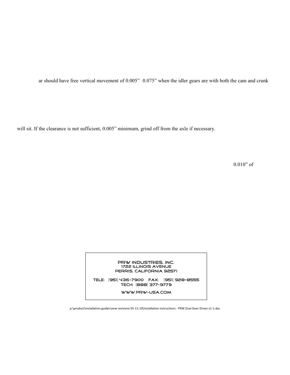 PRW 01 PRW Dual Gear Drives User Manual | Page 2 / 2