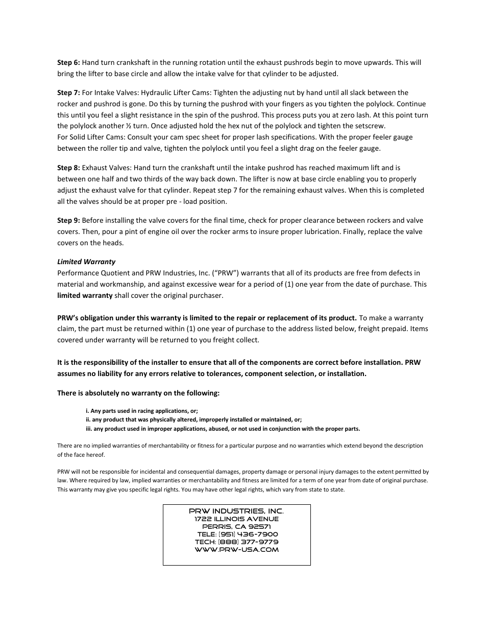 PRW 02-03 PRW GM LS Series Stud Mount Roller Rocker Arms User Manual | Page 2 / 2