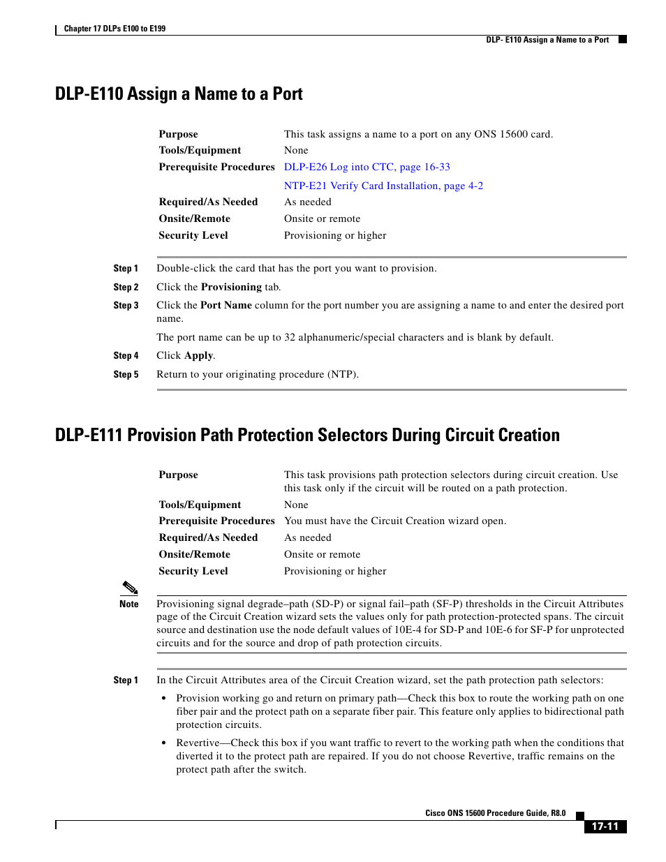 Dlp-e110 assign a name to a port | Cisco 15600 User Manual | Page 11 / 78