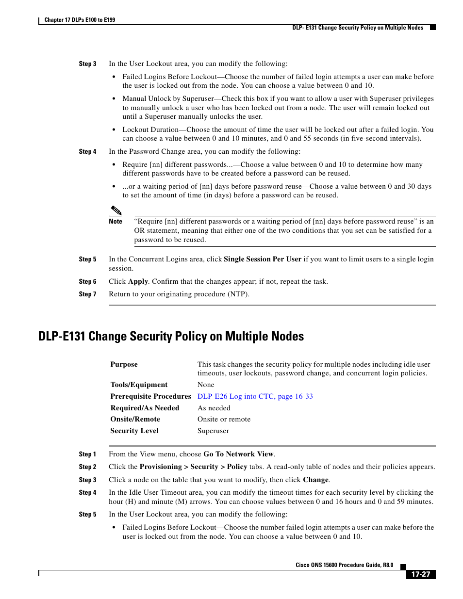 Dlp-e131 change security policy on multiple nodes | Cisco 15600 User Manual | Page 27 / 78
