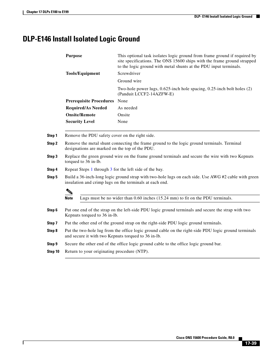 Dlp-e146 install isolated logic ground | Cisco 15600 User Manual | Page 39 / 78