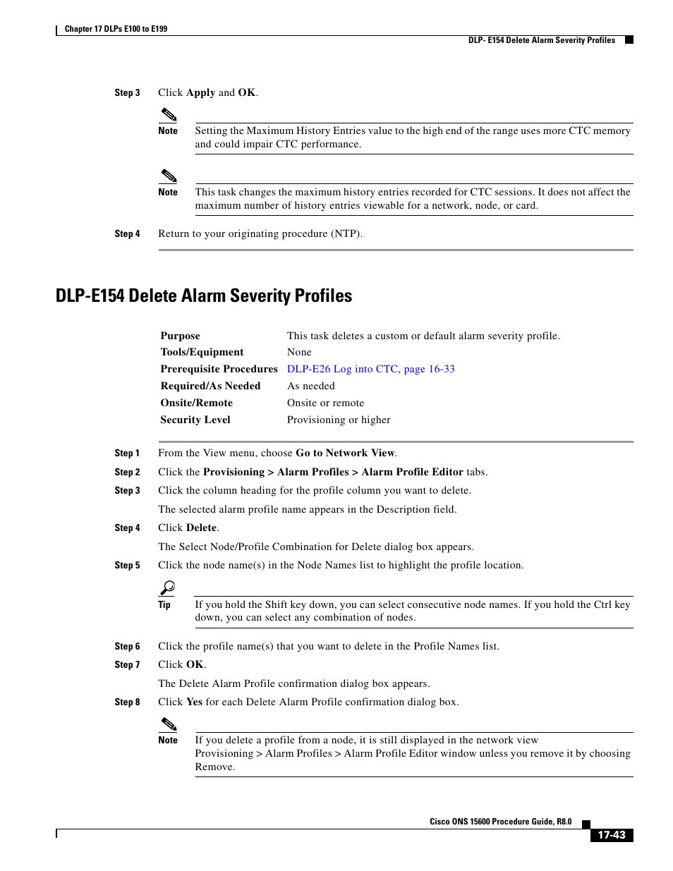 Dlp-e154 delete alarm severity profiles | Cisco 15600 User Manual | Page 43 / 78