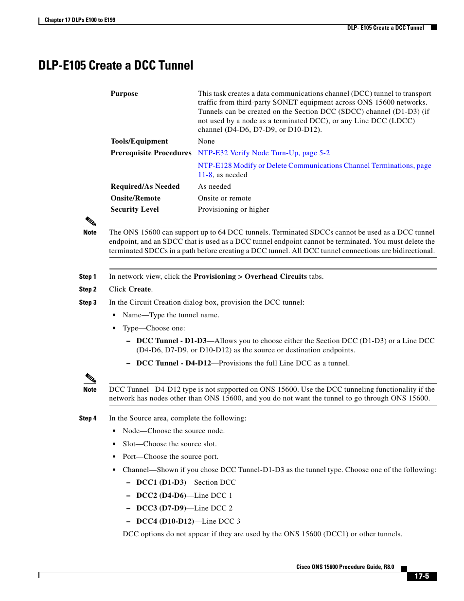 Dlp-e105 create a dcc tunnel | Cisco 15600 User Manual | Page 5 / 78