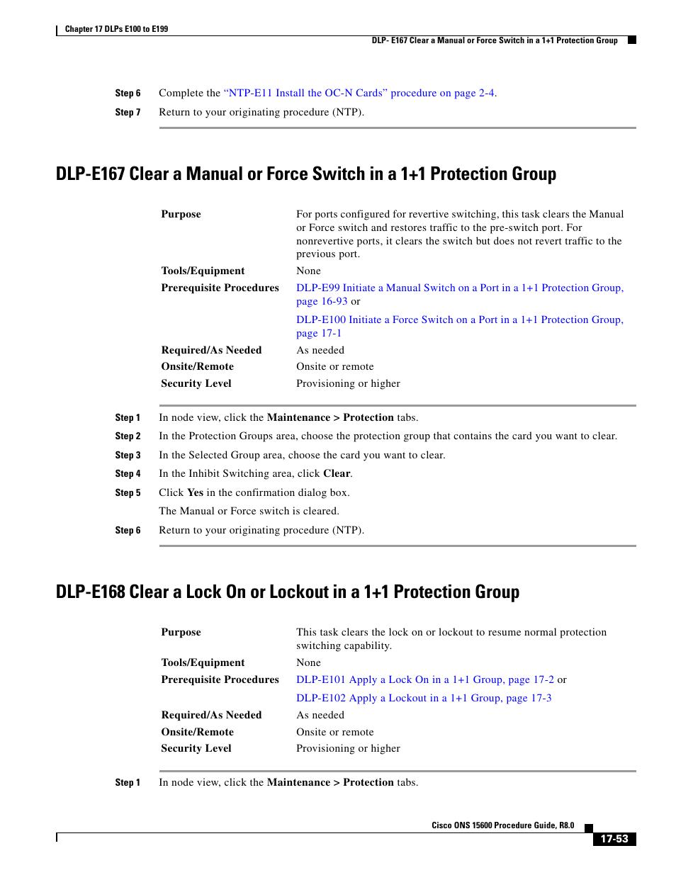 Dlp-e168 clear a, As needed | Cisco 15600 User Manual | Page 53 / 78