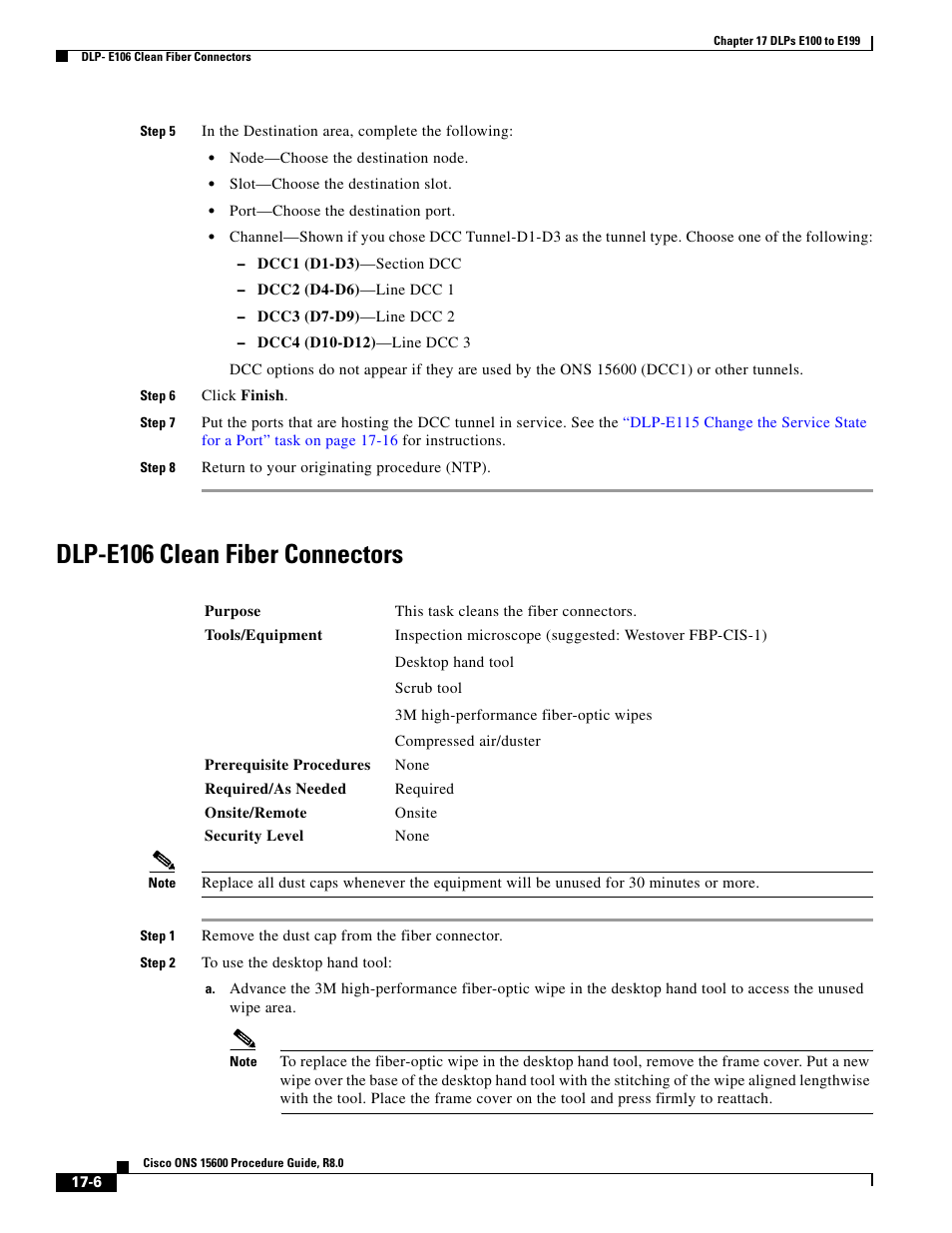 Dlp-e106 clean fiber connectors | Cisco 15600 User Manual | Page 6 / 78