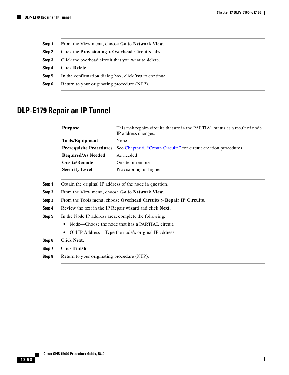 Dlp-e179 repair an ip tunnel | Cisco 15600 User Manual | Page 60 / 78