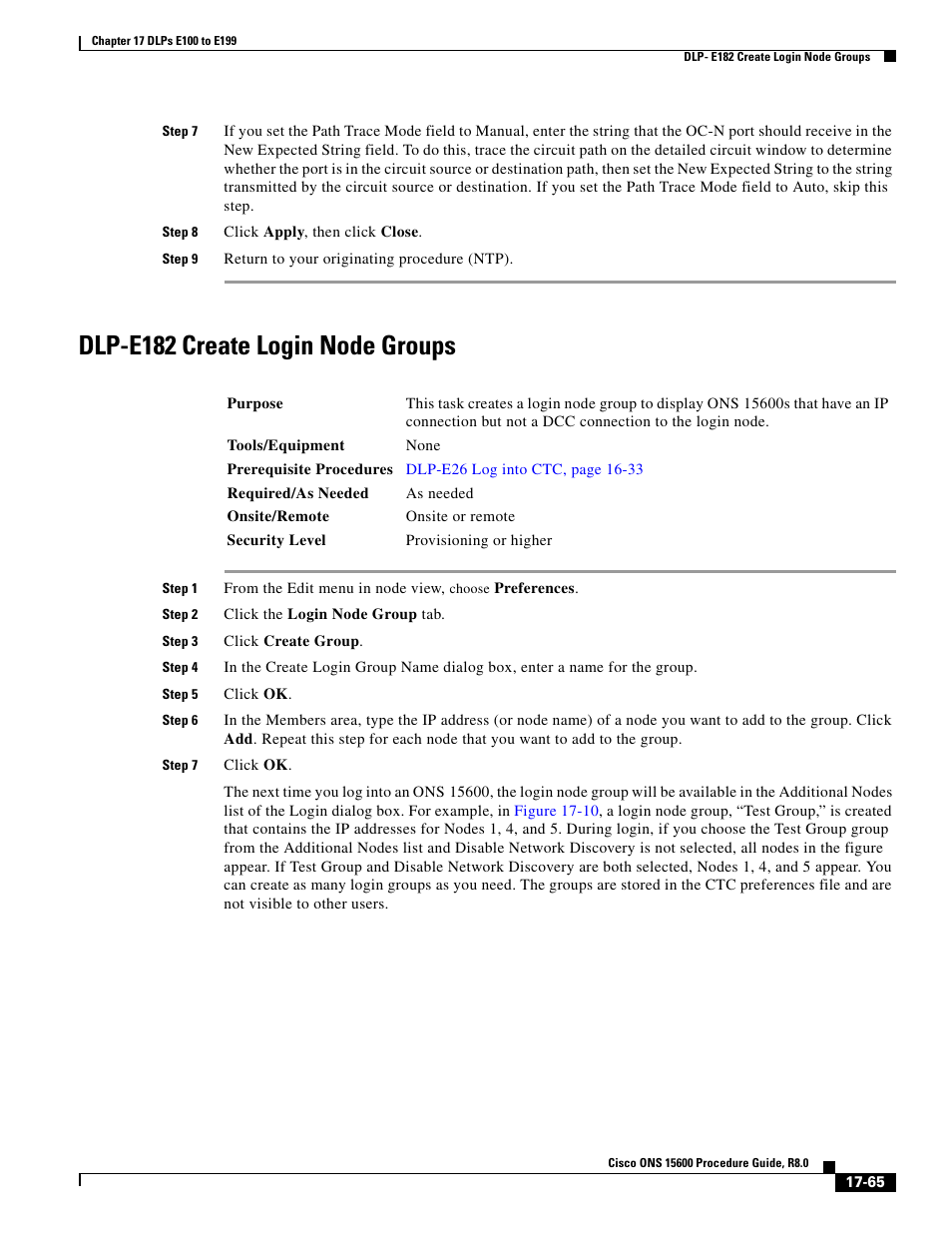 Dlp-e182 create login node groups | Cisco 15600 User Manual | Page 65 / 78
