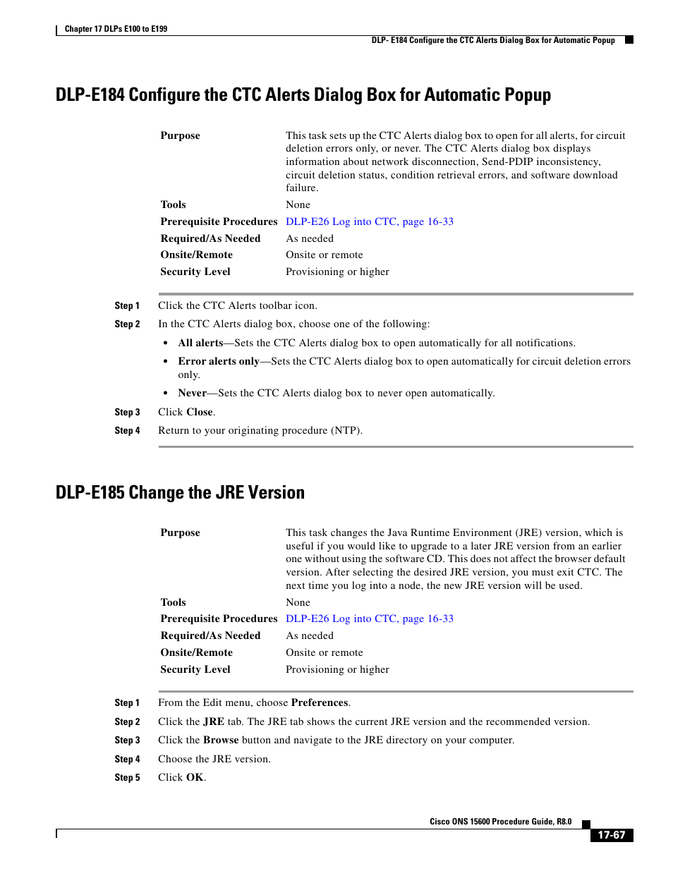 Dlp-e185 change the jre version | Cisco 15600 User Manual | Page 67 / 78