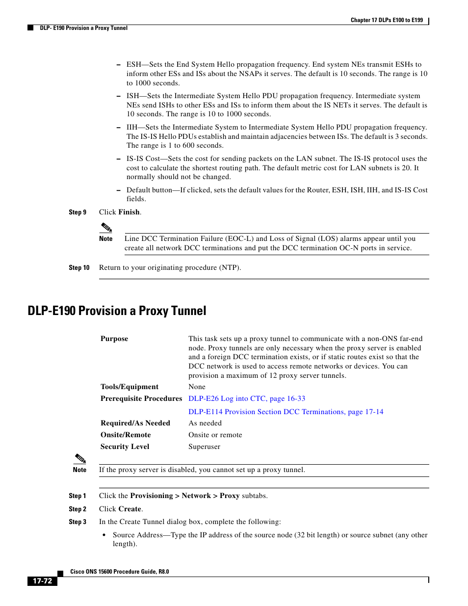 Step 9, Dlp-e190 provision a proxy tunnel | Cisco 15600 User Manual | Page 72 / 78