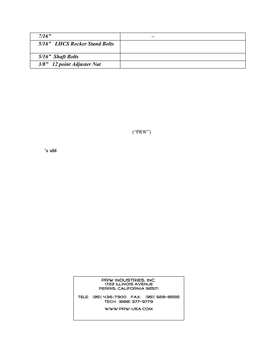 PRW 33 PQ Series Aluminum SB Ford Shaft Mount Rocker User Manual | Page 4 / 4