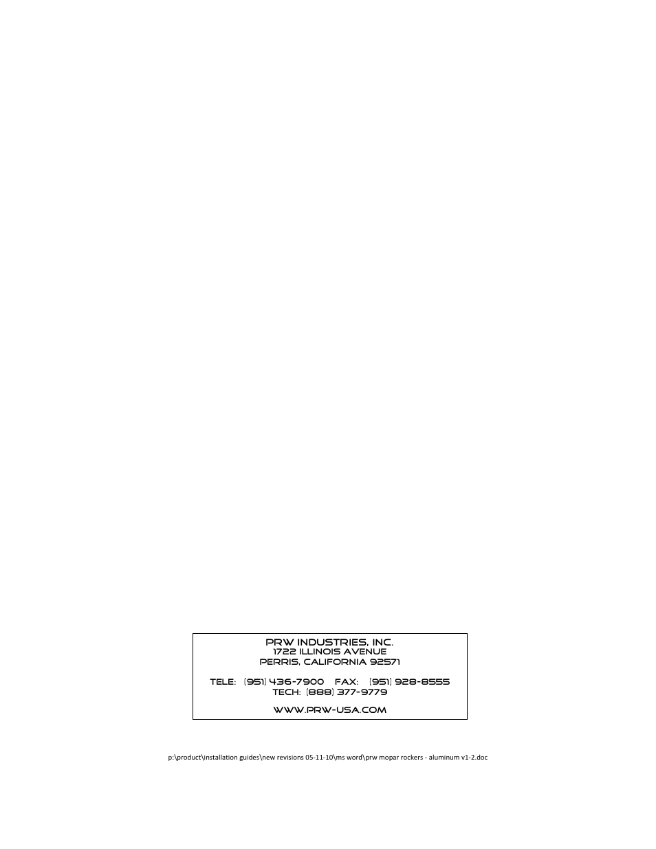 PRW 33 PQ Series Aluminum Mopar Shaft Mount Rocker User Manual | Page 2 / 2