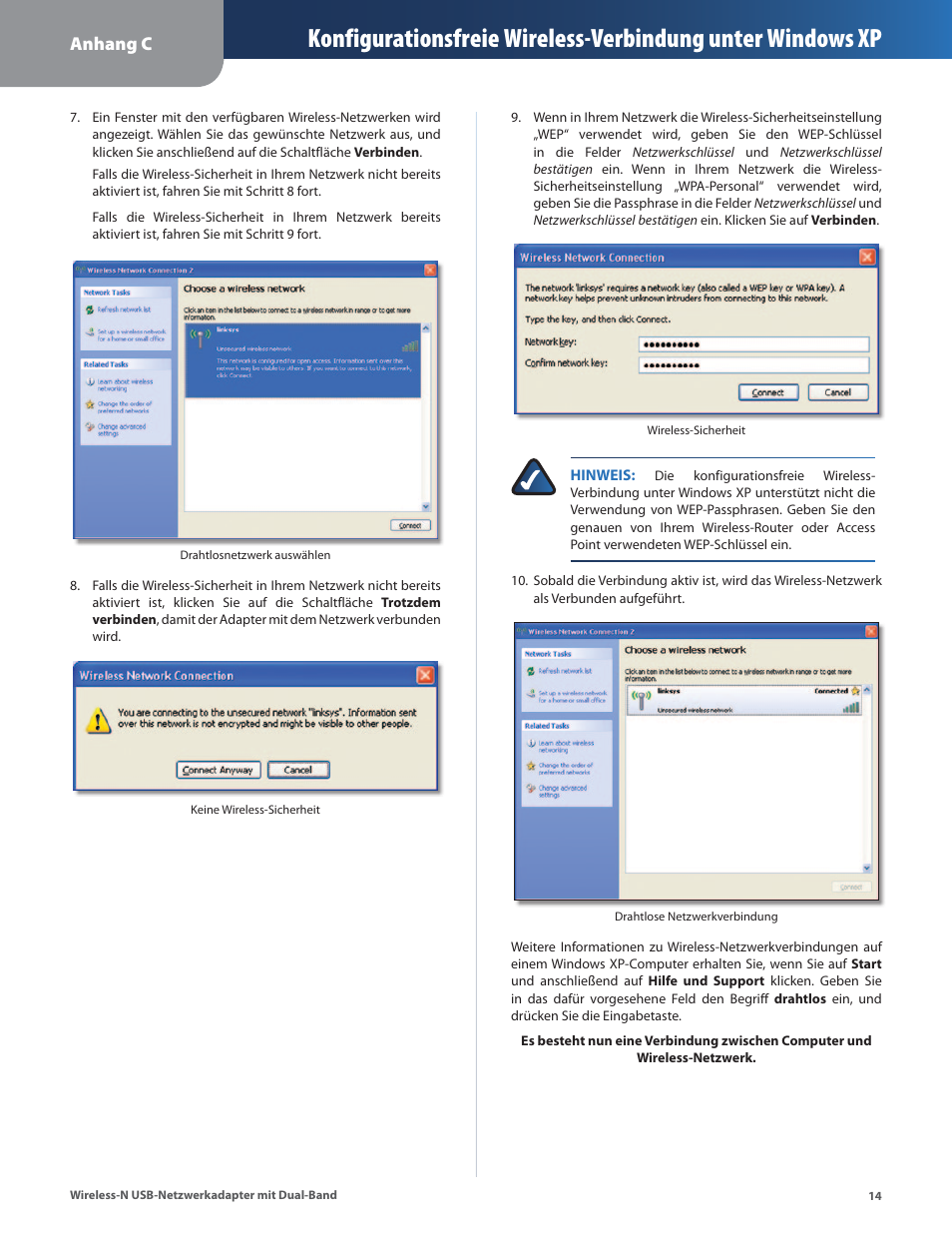 Anhang c | Cisco WUSB600N User Manual | Page 17 / 43