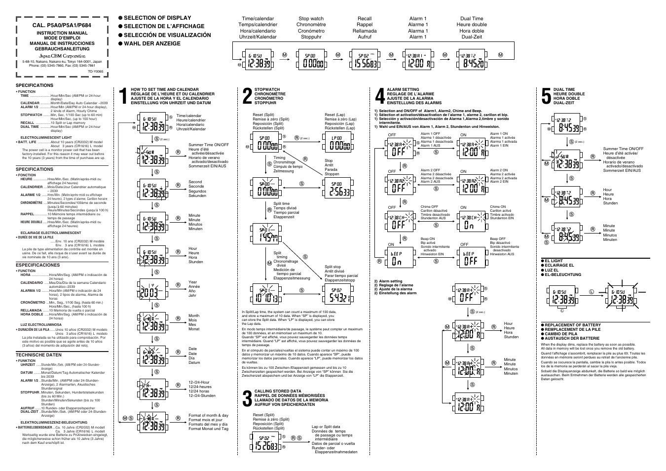 Q&Q QUARTZ P5A5 User Manual | 2 pages