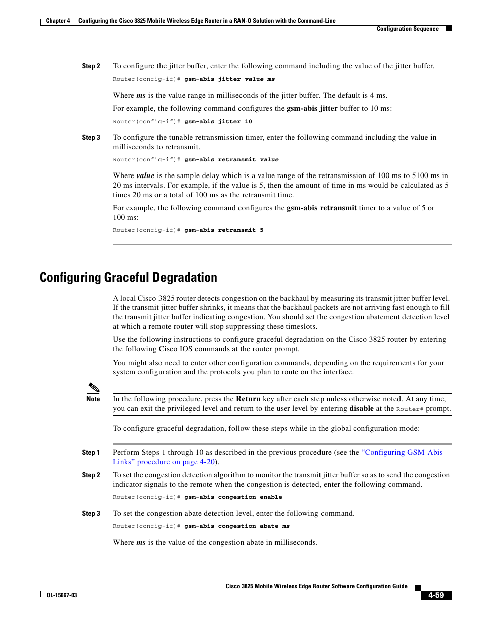 Configuring graceful degradation | Cisco 3825 User Manual | Page 117 / 358