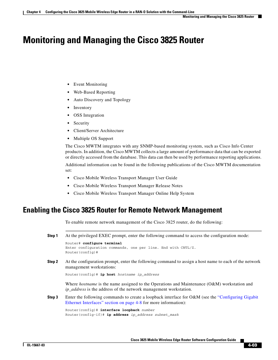 Monitoring and managing the cisco 3825 router | Cisco 3825 User Manual | Page 127 / 358