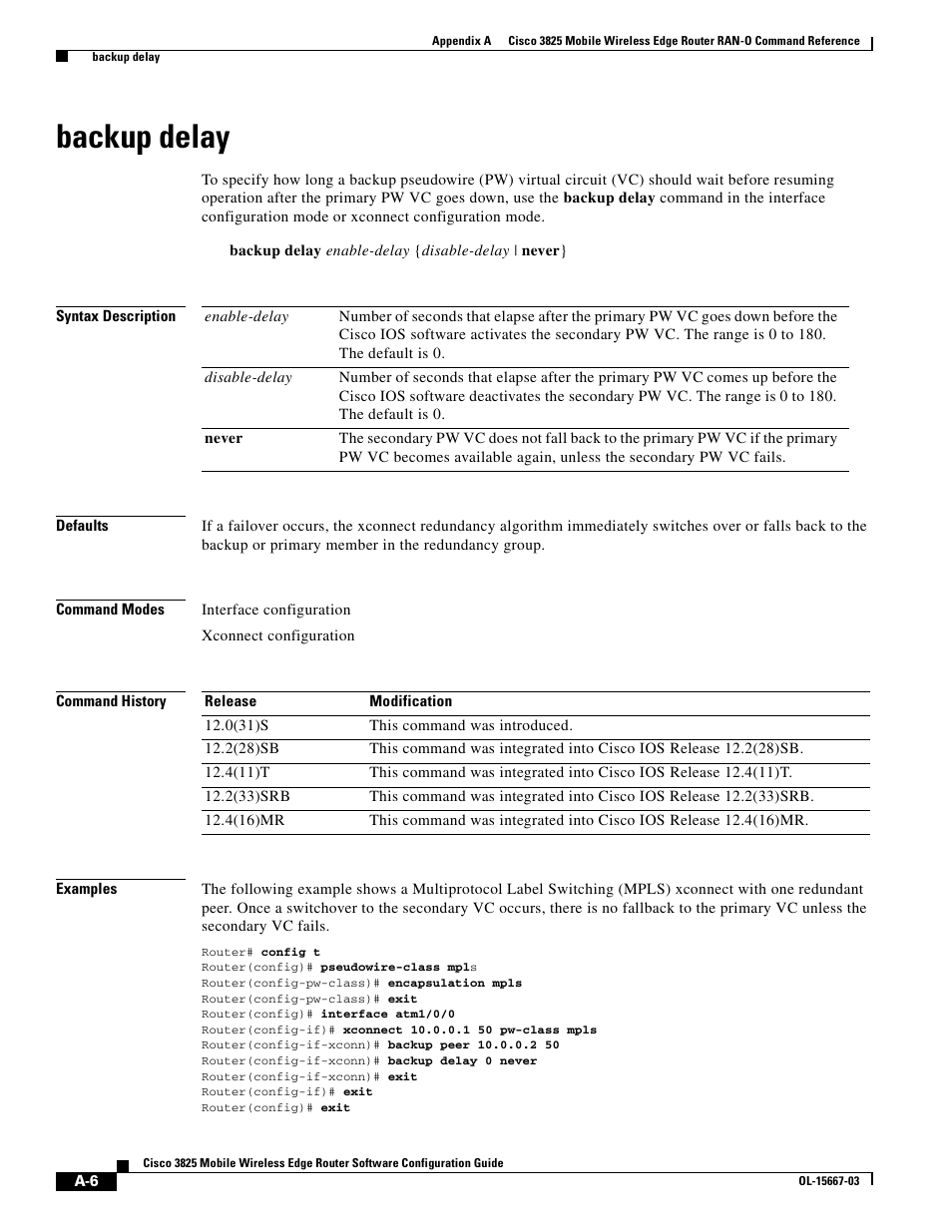 Backup delay | Cisco 3825 User Manual | Page 138 / 358