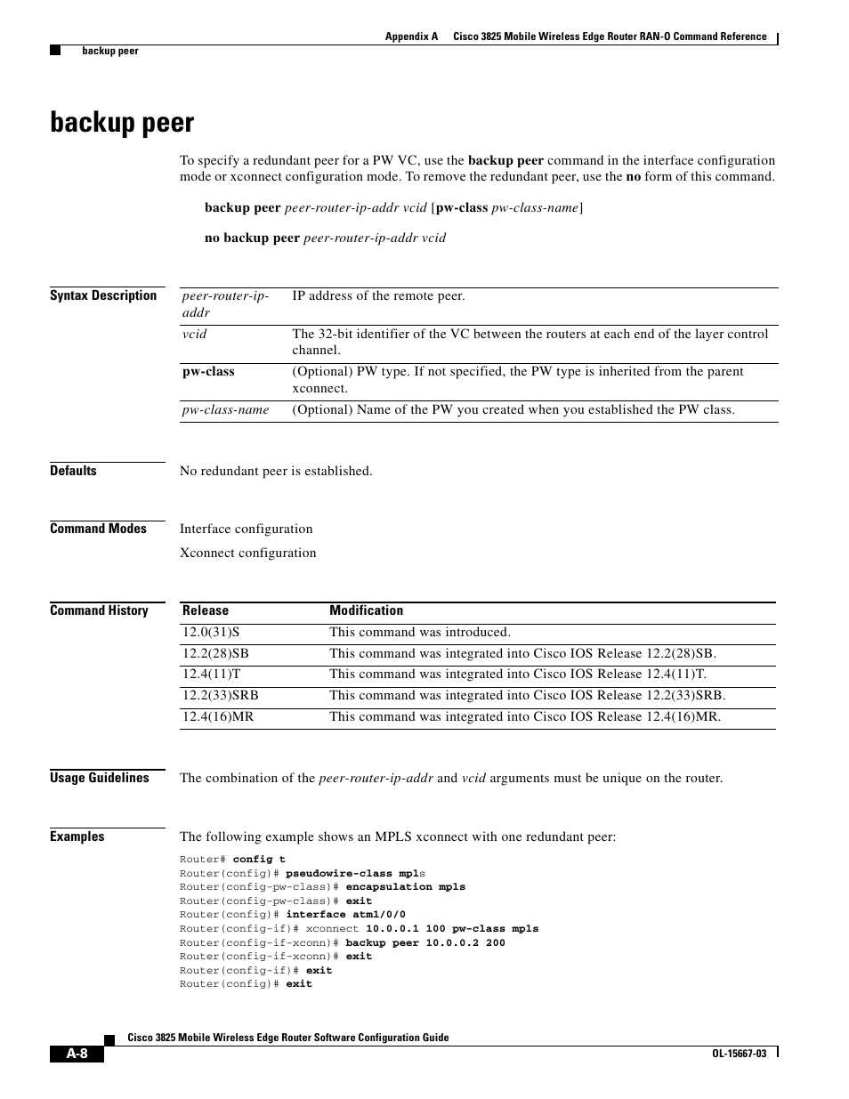 Backup peer | Cisco 3825 User Manual | Page 140 / 358