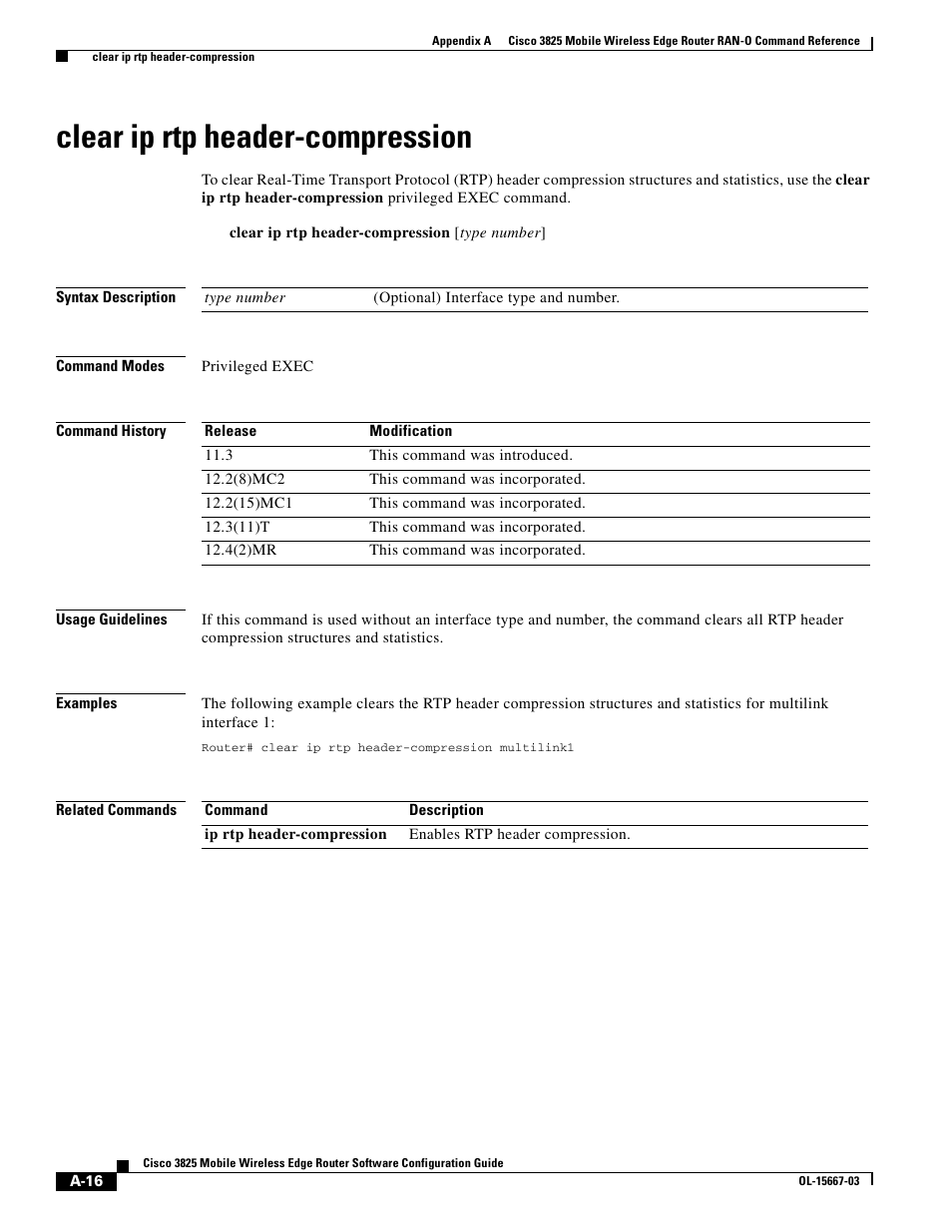 Clear ip rtp header-compression | Cisco 3825 User Manual | Page 148 / 358