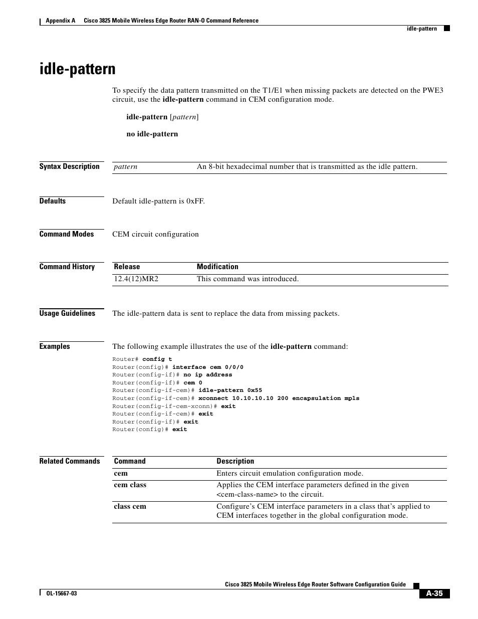 Idle-pattern | Cisco 3825 User Manual | Page 167 / 358