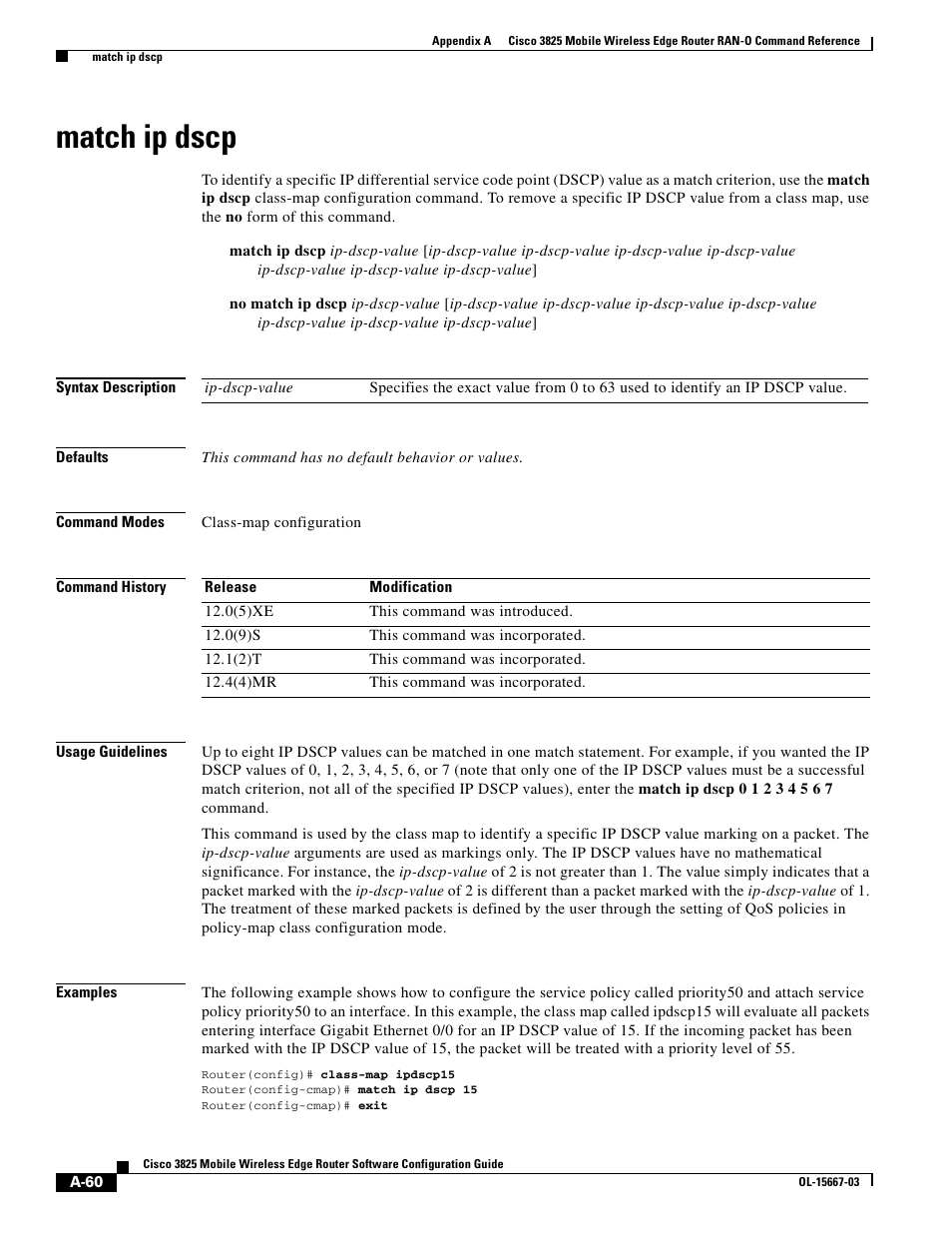 Match ip dscp | Cisco 3825 User Manual | Page 192 / 358