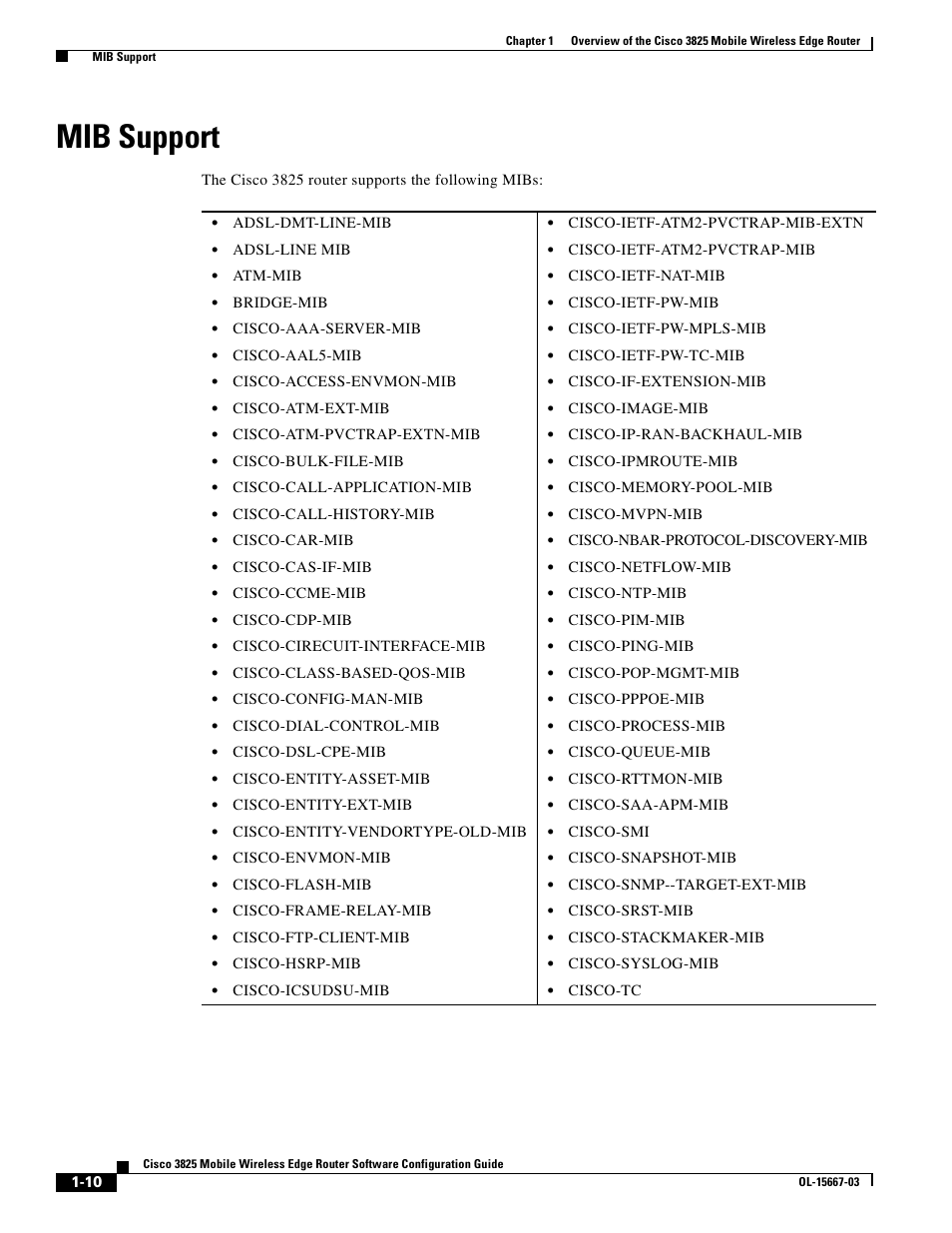 Mib support | Cisco 3825 User Manual | Page 20 / 358
