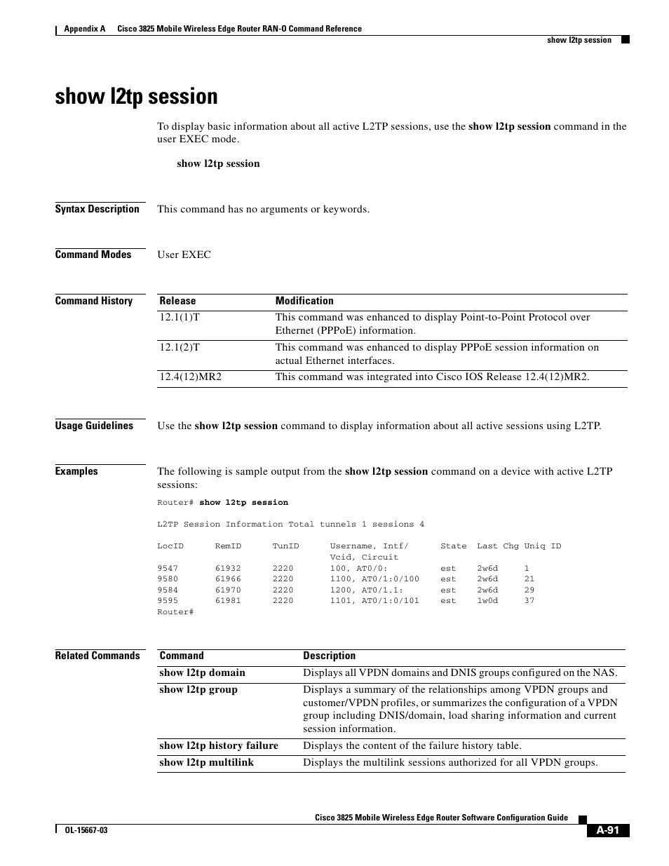 Show l2tp session | Cisco 3825 User Manual | Page 223 / 358