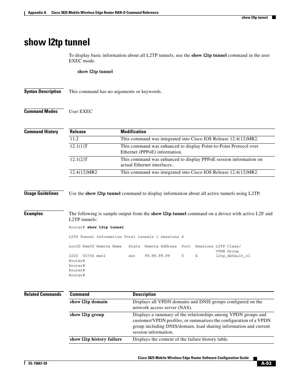 Show l2tp tunnel | Cisco 3825 User Manual | Page 225 / 358