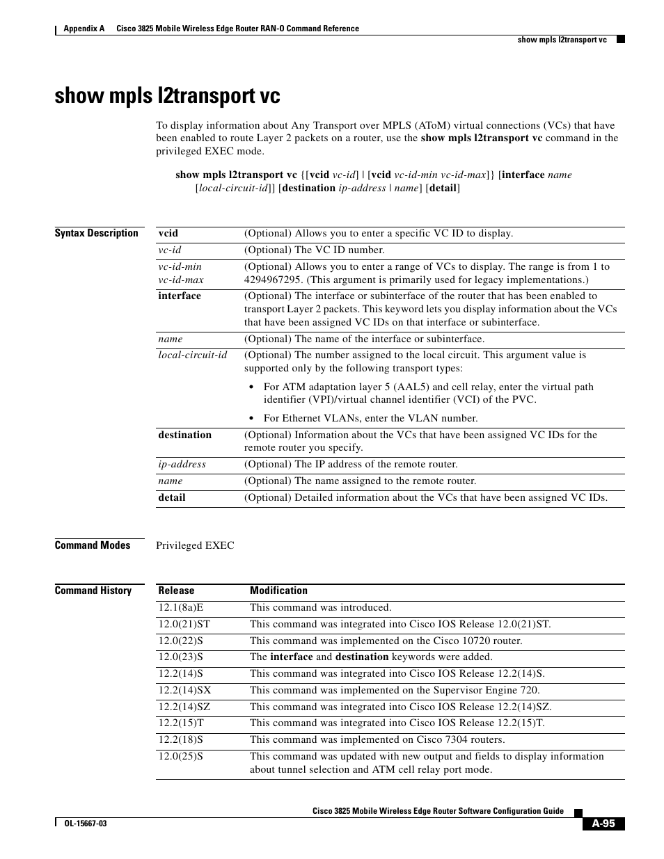 Show mpls l2transport vc | Cisco 3825 User Manual | Page 227 / 358