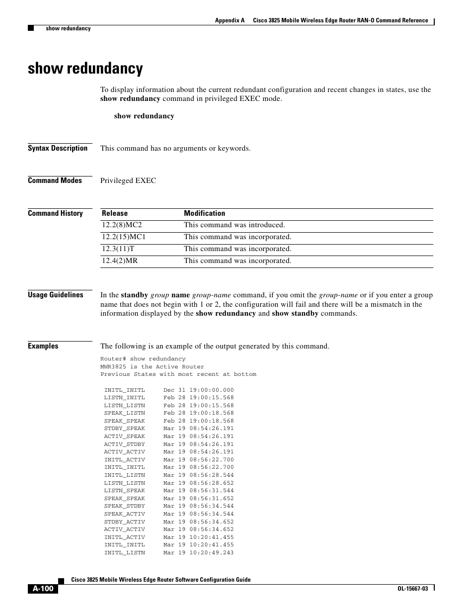 Show redundancy | Cisco 3825 User Manual | Page 232 / 358