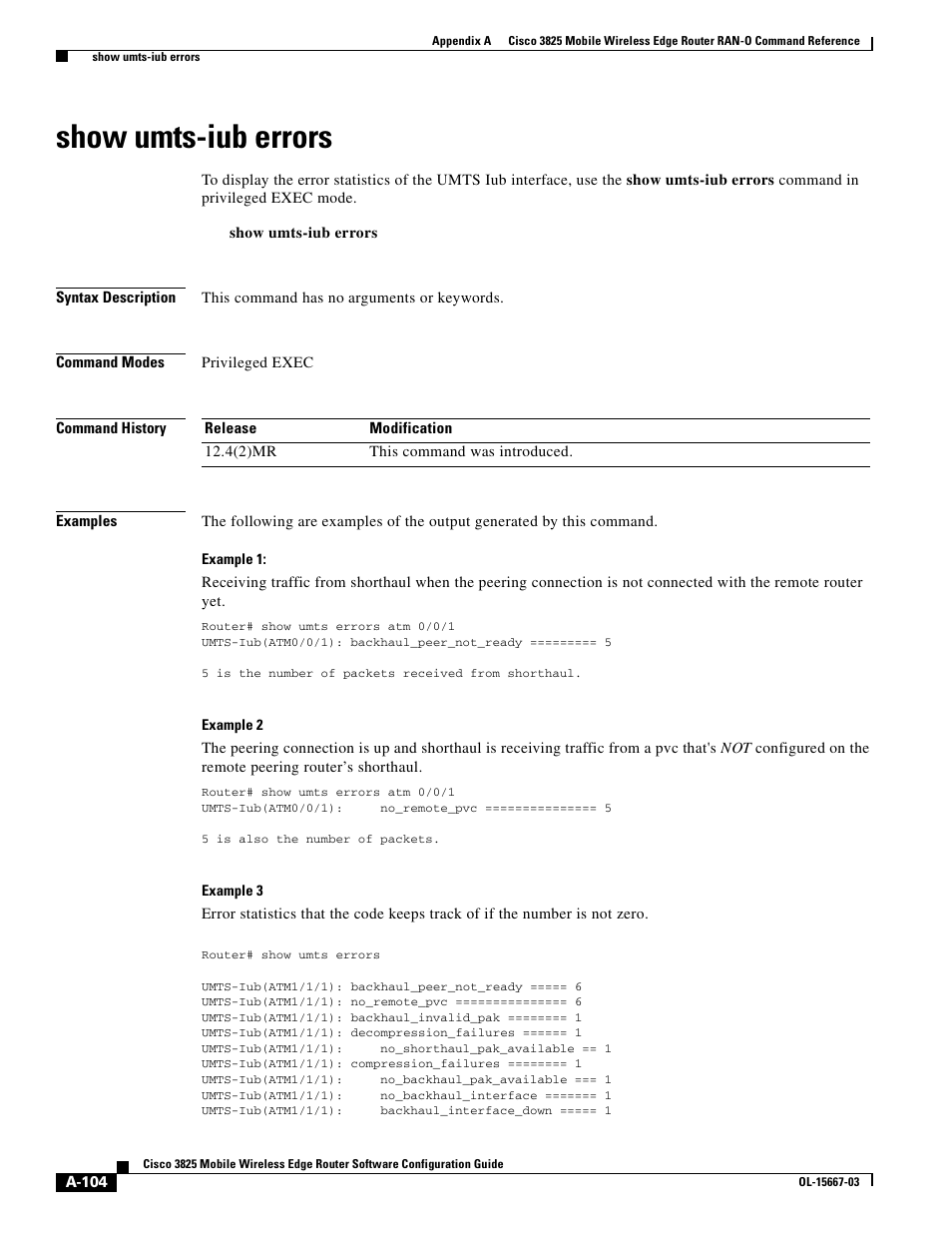 Show umts-iub errors | Cisco 3825 User Manual | Page 236 / 358