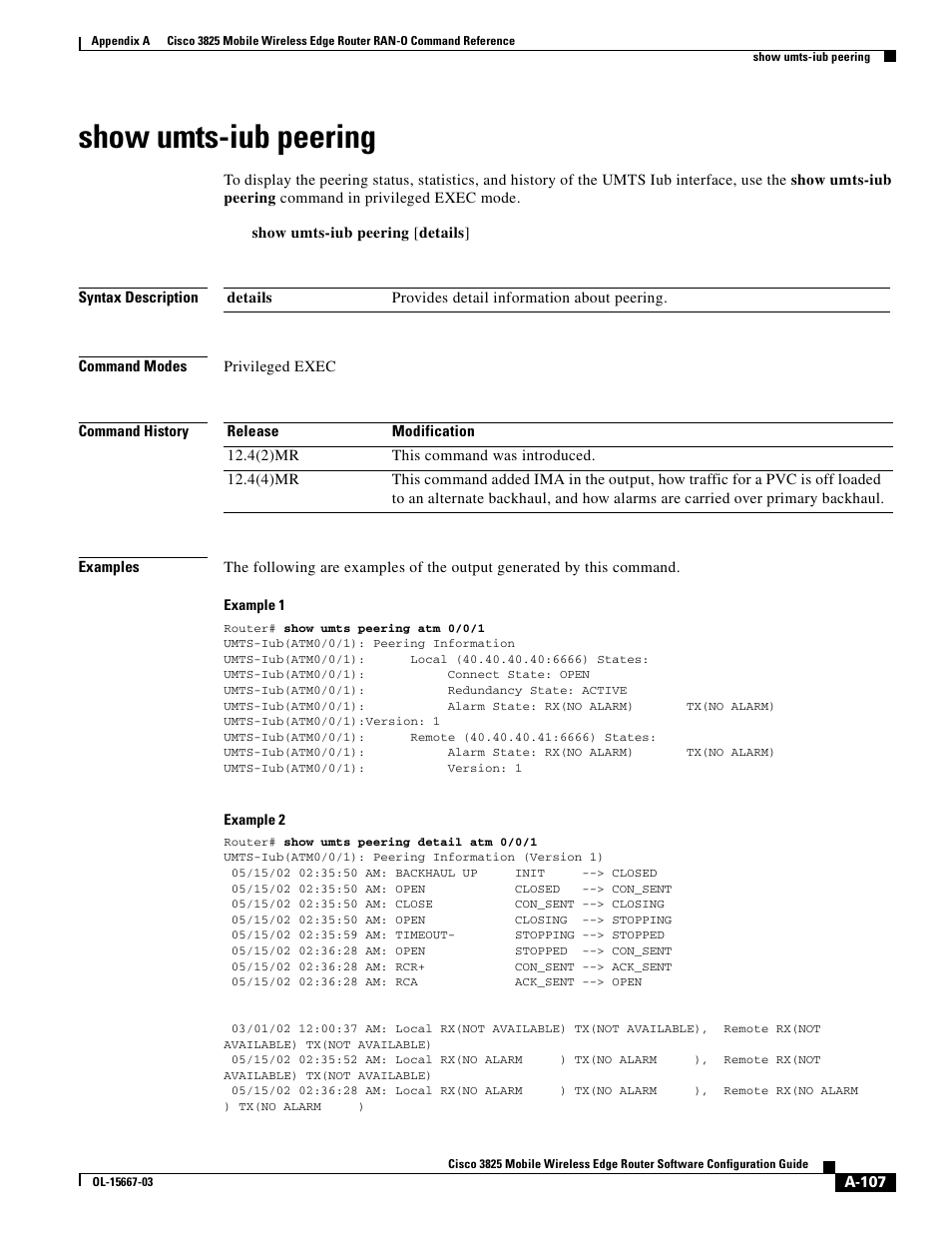 Show umts-iub peering | Cisco 3825 User Manual | Page 239 / 358