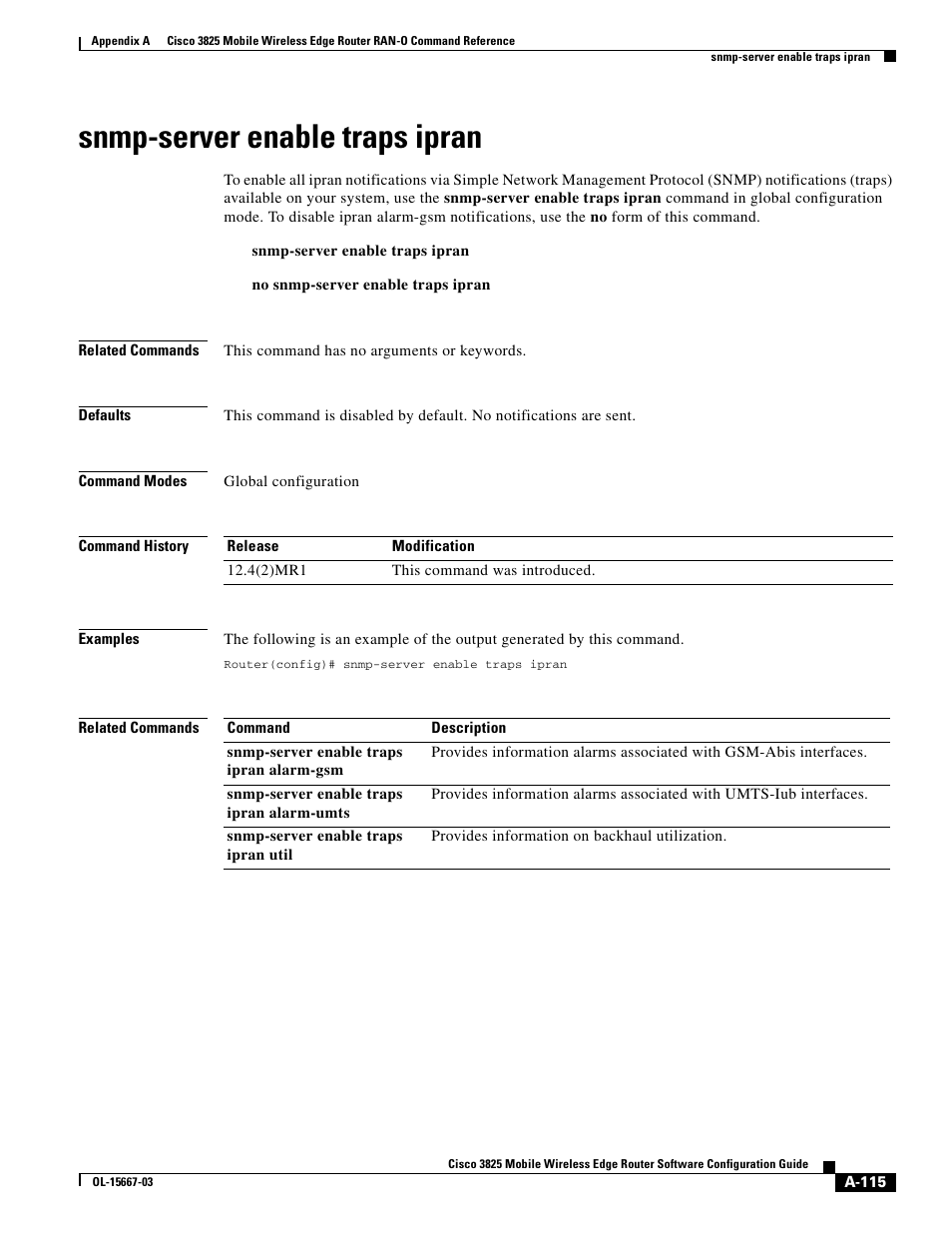 Snmp-server enable traps ipran | Cisco 3825 User Manual | Page 247 / 358