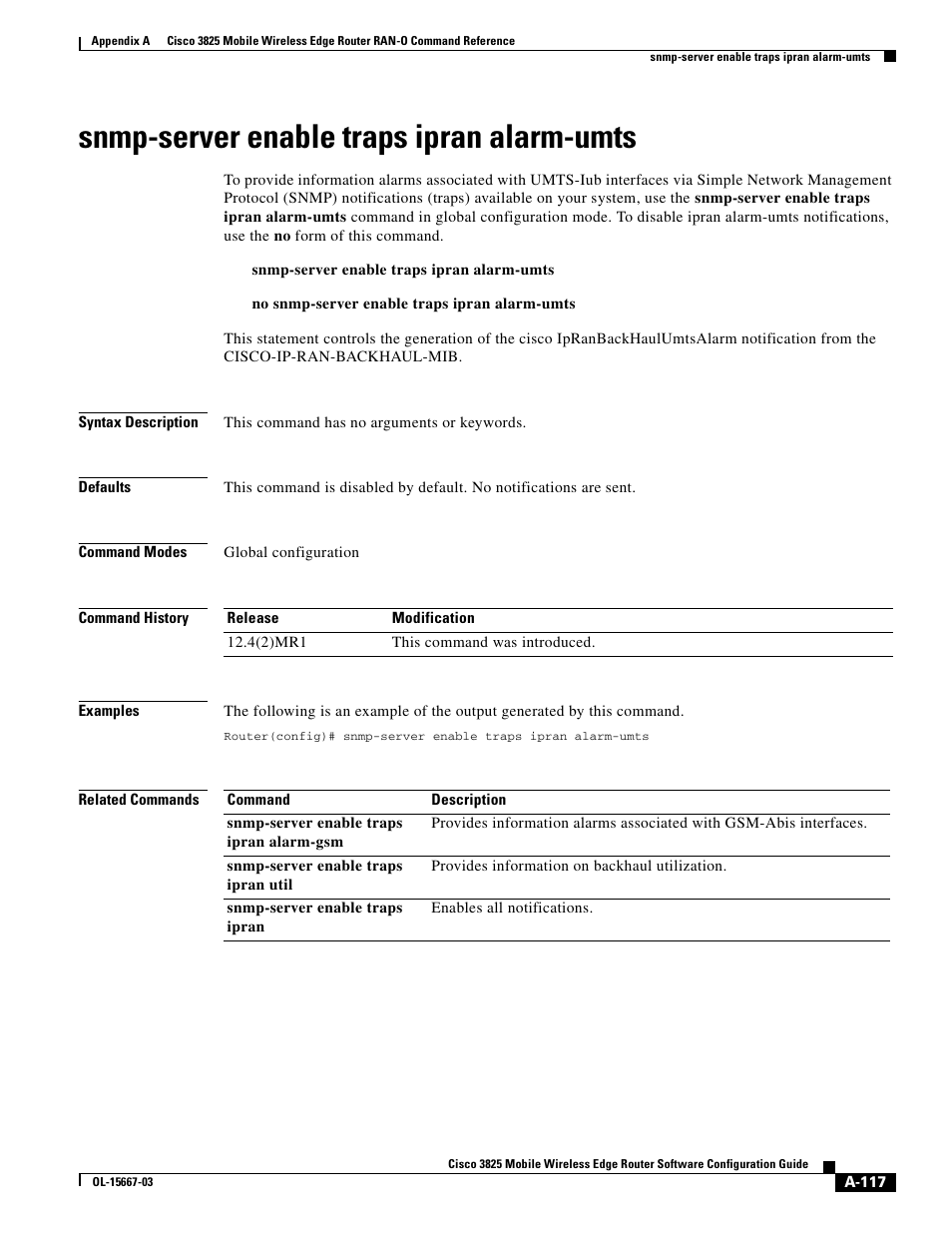 Snmp-server enable traps ipran alarm-umts | Cisco 3825 User Manual | Page 249 / 358
