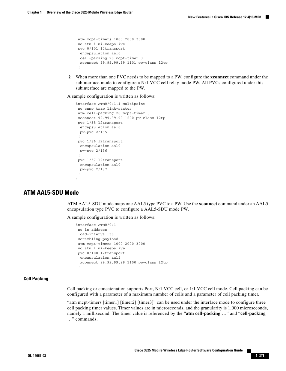 Atm aal5-sdu mode, Cell packing | Cisco 3825 User Manual | Page 31 / 358